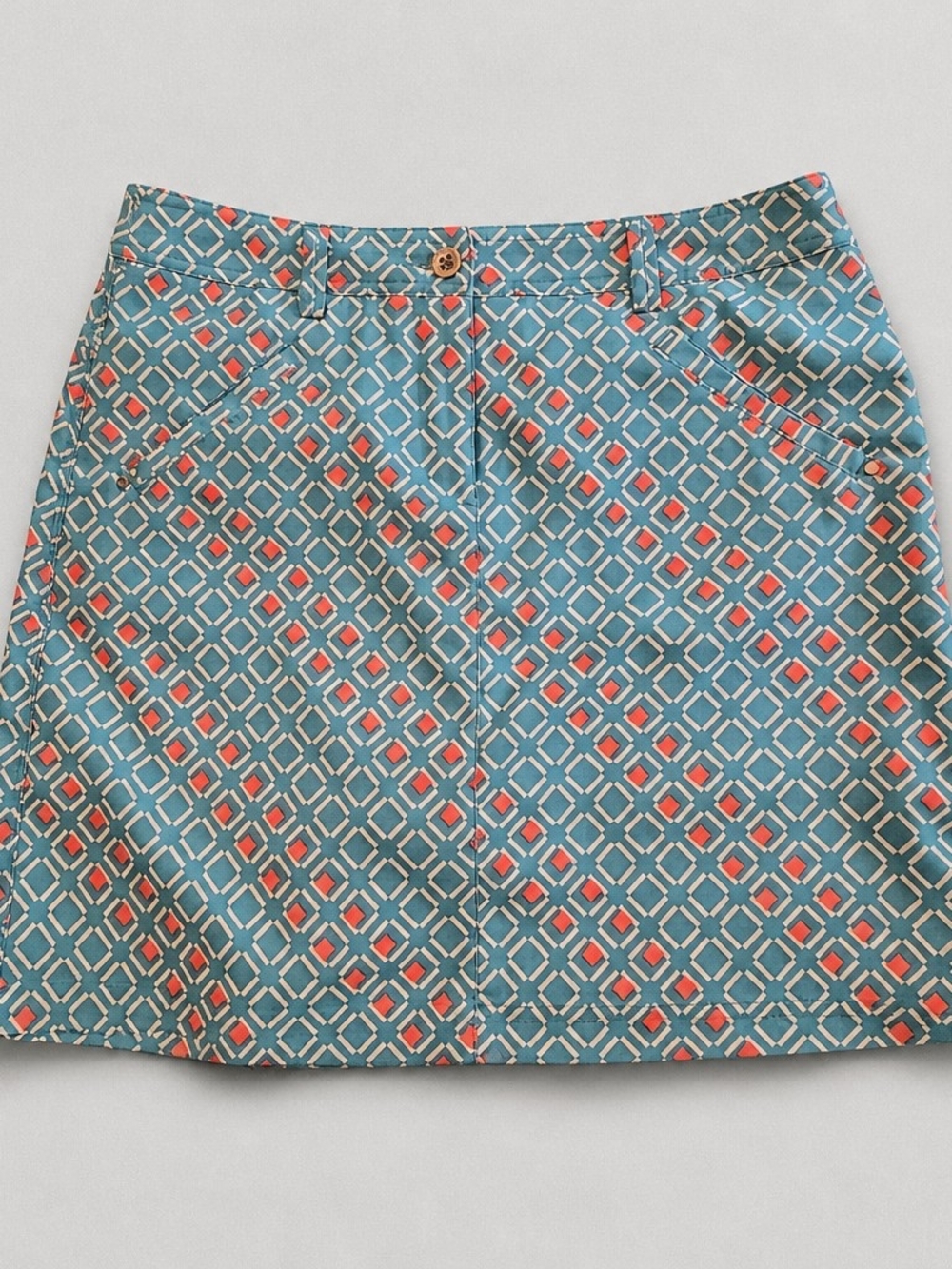 Geo-Print Teal and Coral Skort